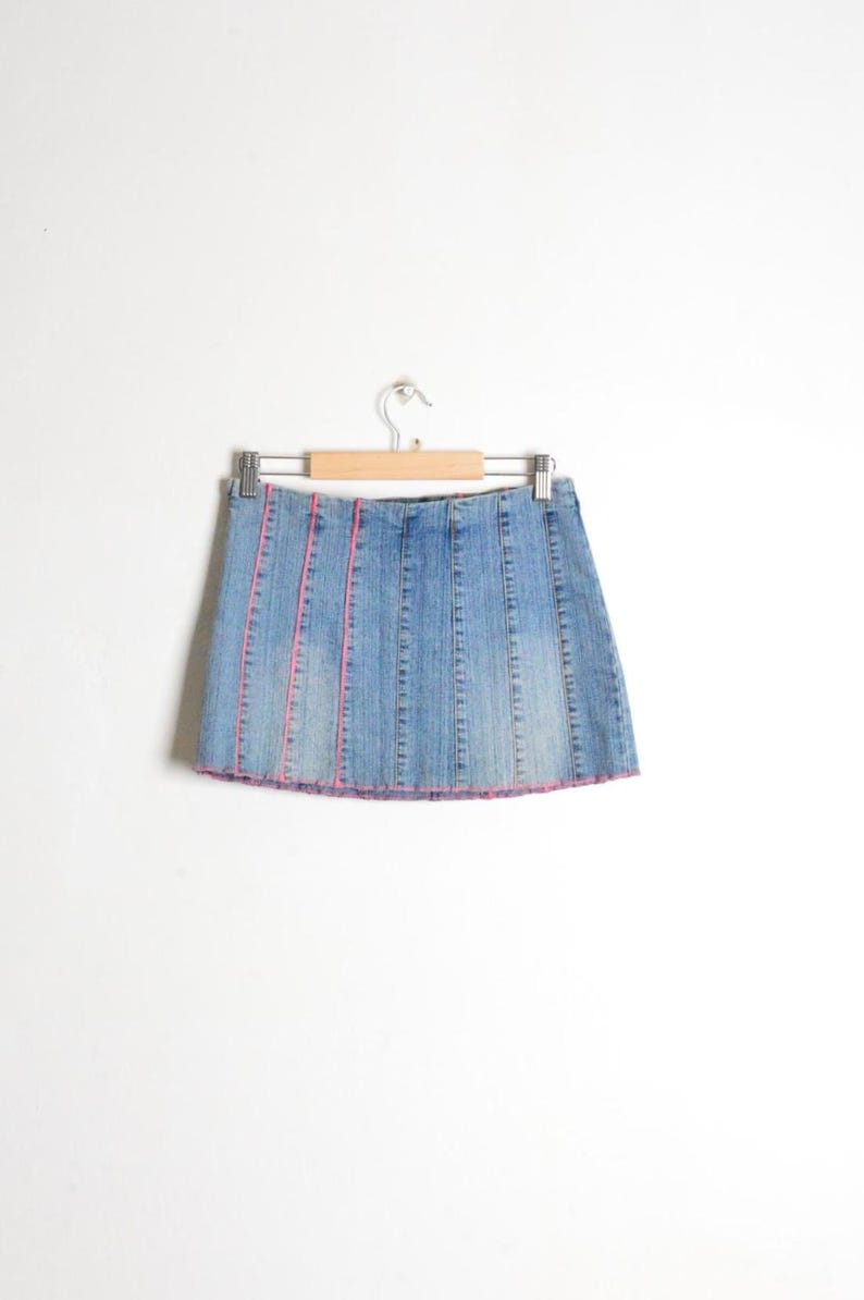 Blue Pink Striped Mini Skirt