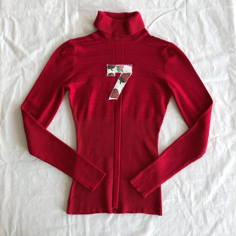 Red Number Seven Turtleneck